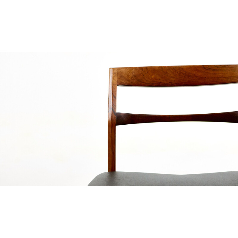 Suite of 6 rosewood chairs, Henning Kjaernulf for Vejle Stolefabrik. Denmark, C 1960