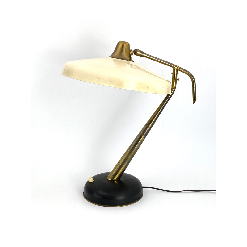 Lámpara de escritorio vintage Mod. 331 Lámpara de escritorio ejecutiva de latón, Prod. Lumi, Oscar Torlasco 1950