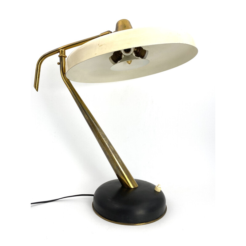 Lampada da tavolo vintage Mod. 331 lampada da tavolo direzionale in ottone, Prod. Lumi, Oscar Torlasco 1950