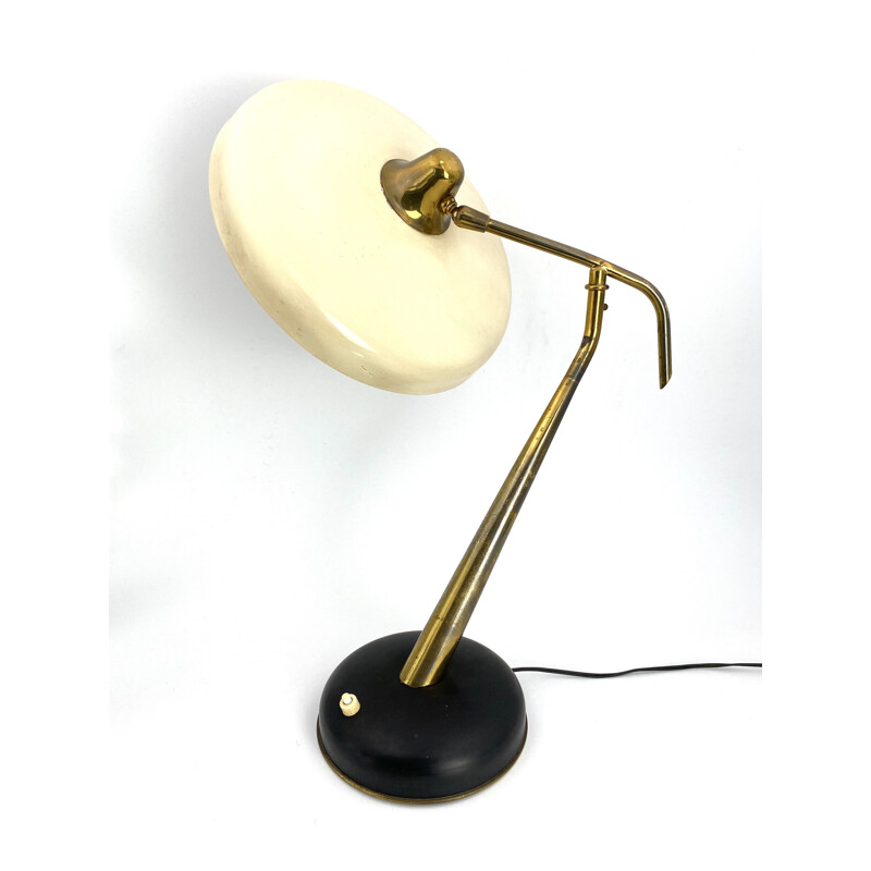 Vintage bureaulamp Mod. 331 messing bureaulamp, Prod. Lumi, Oscar Torlasco 1950