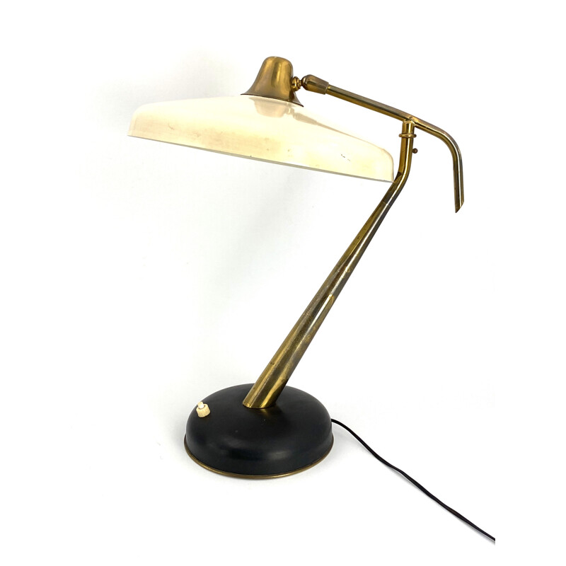 Lámpara de escritorio vintage Mod. 331 Lámpara de escritorio ejecutiva de latón, Prod. Lumi, Oscar Torlasco 1950