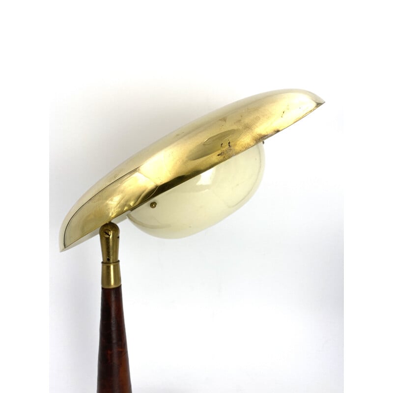 Arredoluce Mid-century Brass and Leather Executive Desk Lamp, Angelo Lelii 1956