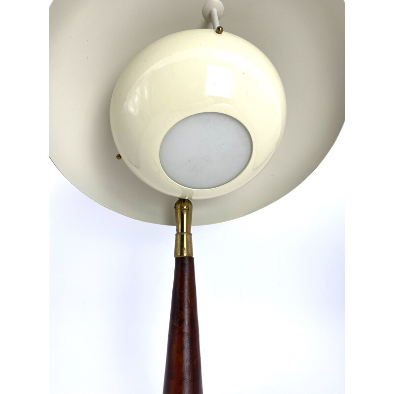 Arredoluce Mid-century Brass and Leather Executive Desk Lamp, Angelo Lelii 1956