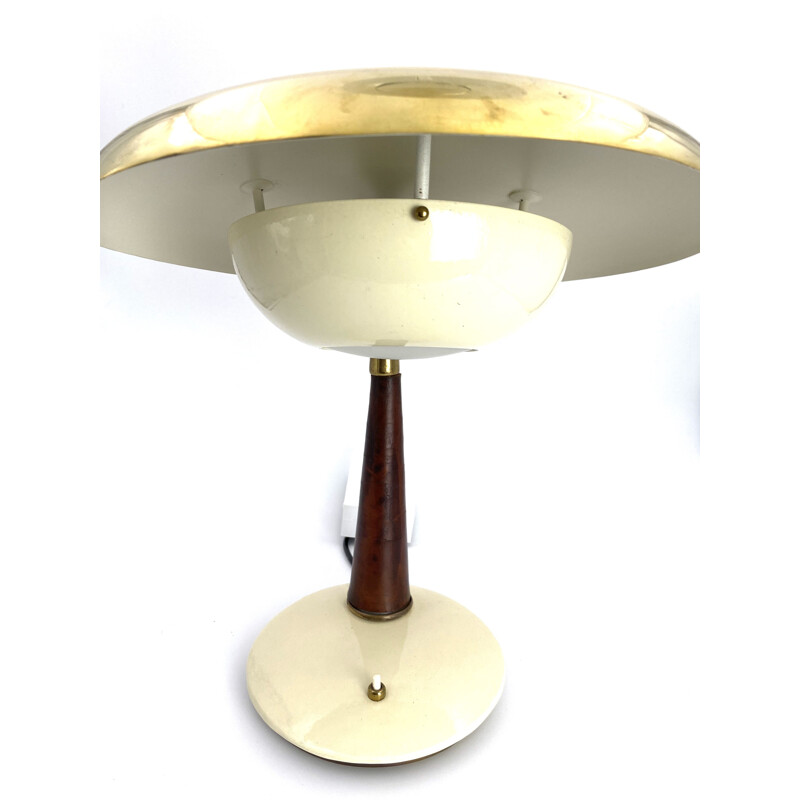 Arredoluce Mid-century Brass and Leather Executive Desk Lamp, Angelo Lelii 1956