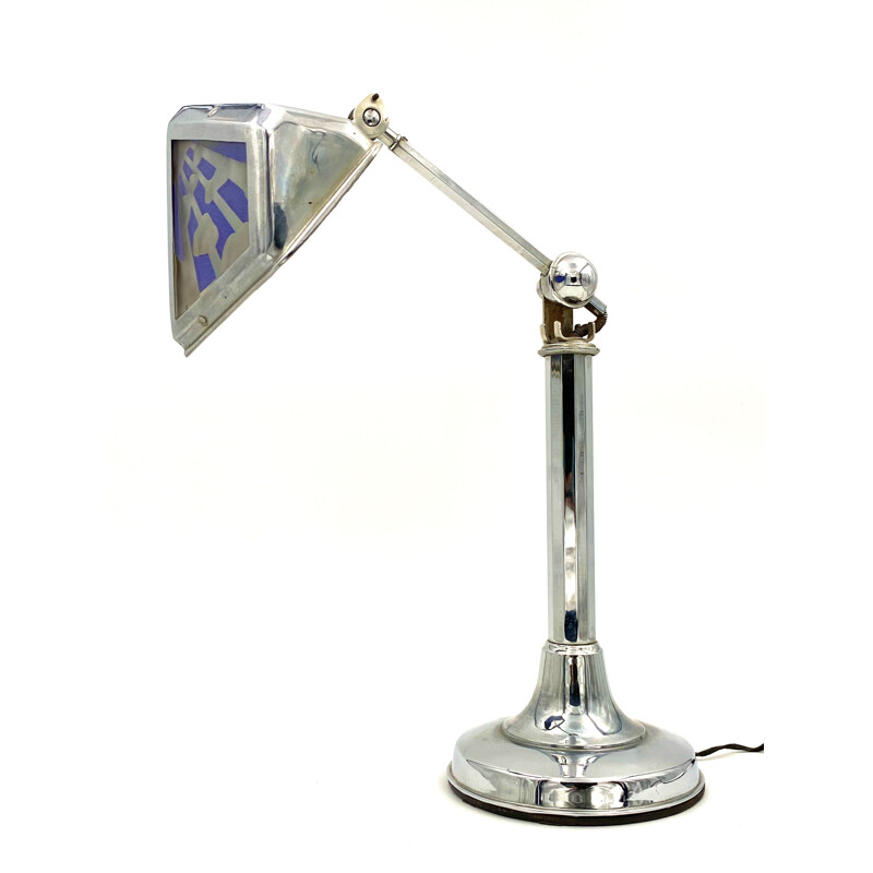 Art Déco Pirouett Lamp, Orientalist Style Glass, Large Model, Nice, France, Circa 1930