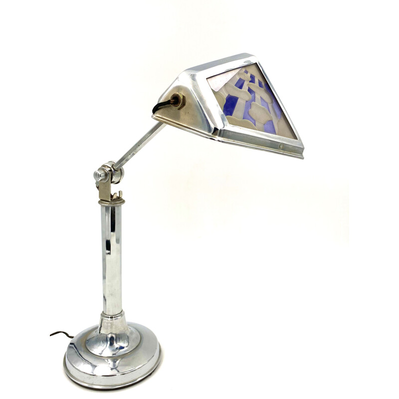 Lampe vintage Pirouett Art Déco, verre de style orientaliste, grand modèle, Nice, France 1930