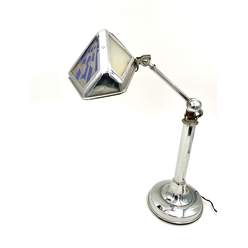 Art Déco Pirouett Lamp, Orientalist Style Glass, Large Model, Nice, France, Circa 1930