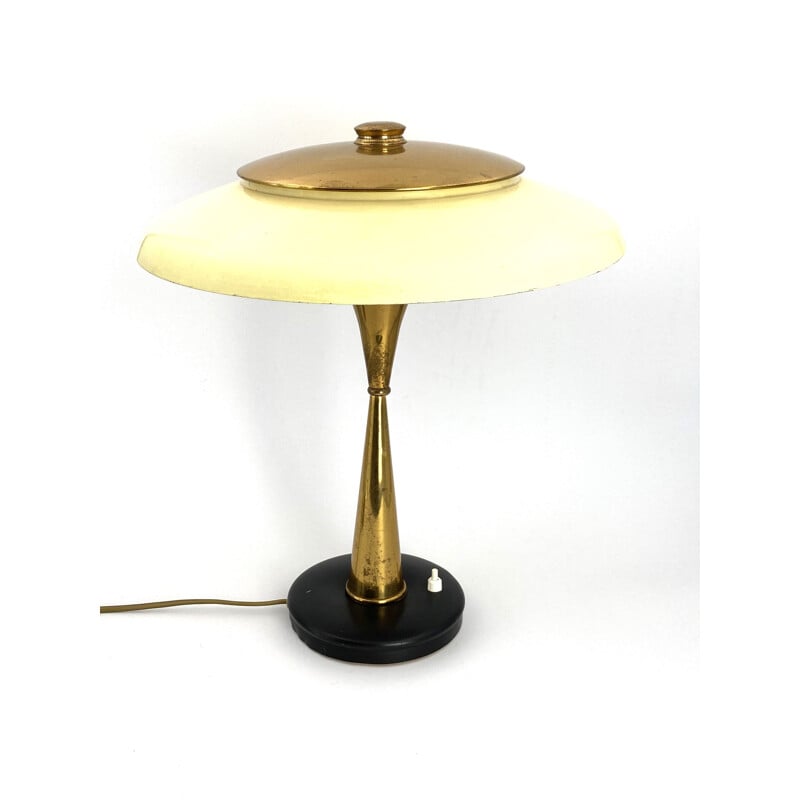 Oscar Torlasco Mid-Century Mod. 442 Brass Executive Desk Lamp, Prod. Lumi, Circa 1955