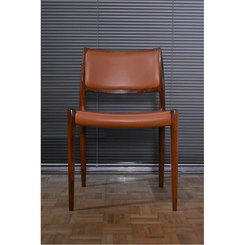 Set Of 4 Niels Moller Model 80 Rosewood and Leather Chairs