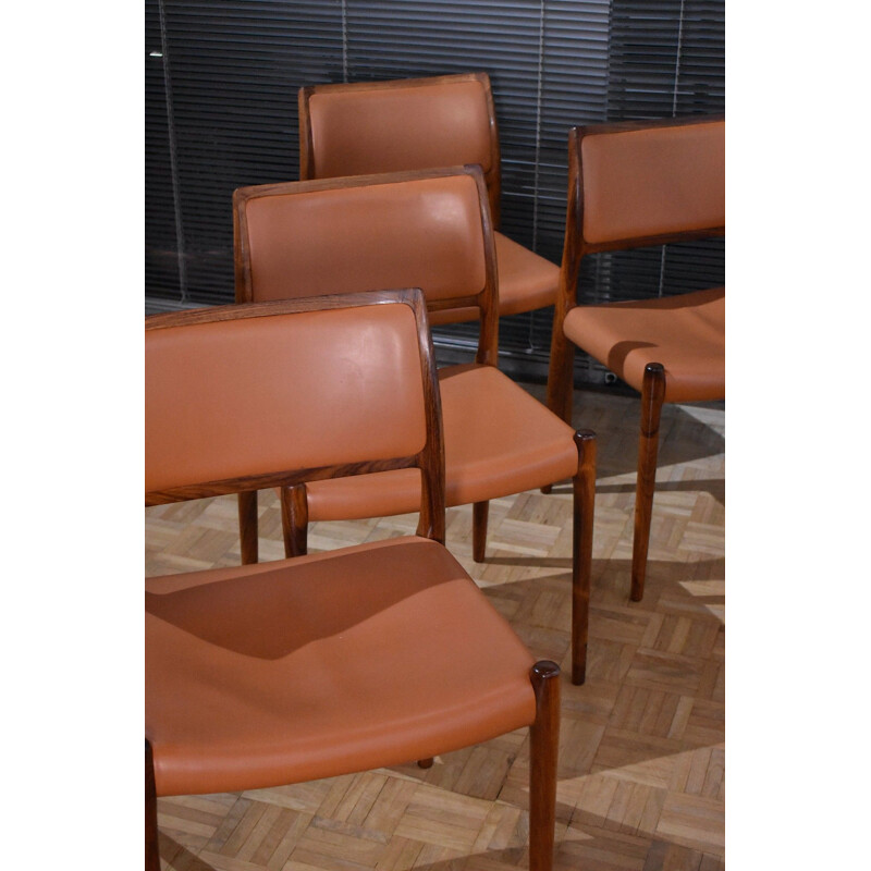 Set Of 4 Niels Moller Model 80 Rosewood and Leather Chairs