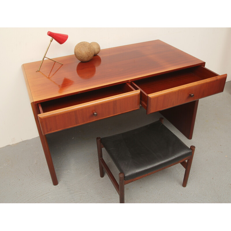 Mid century cubic desk in mahogany with drawers - 1950s