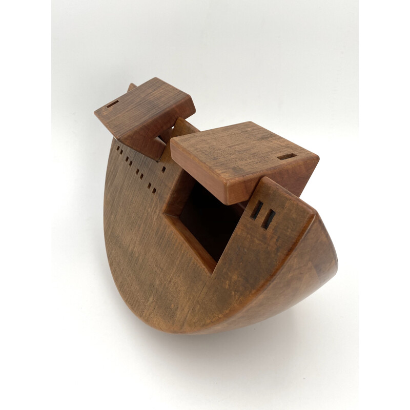  Ark 'Nave 1935' Wood Sculpture, Signed, design ornament decor  Giuseppe Rivadossi, 1970s