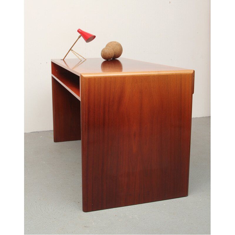 Mid century cubic desk in mahogany with drawers - 1950s