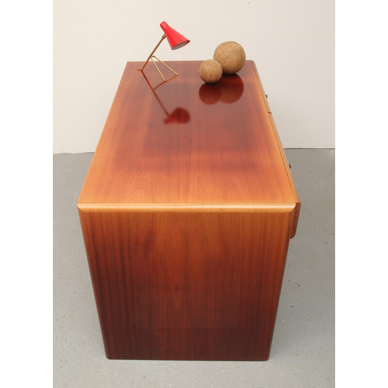 Mid century cubic desk in mahogany with drawers - 1950s