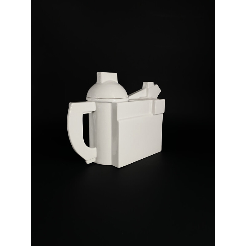 Vintage cubist porcelain teapot 'Omaggio a Kazimir Malevich' by Bauhaus Cleto Munari