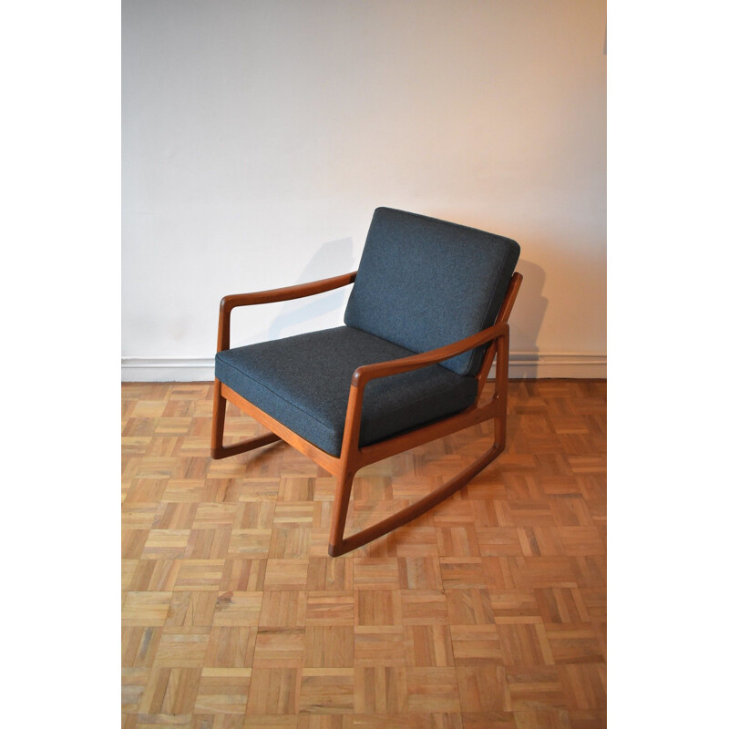 Rocking Chair vintage en teck pour France et Son, Ole Wanscher Modèle 120 Danemark