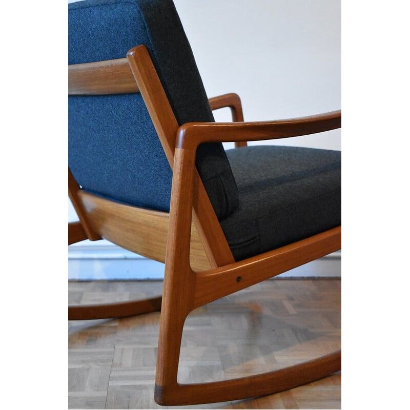 Rocking Chair vintage en teck pour France et Son, Ole Wanscher Modèle 120 Danemark