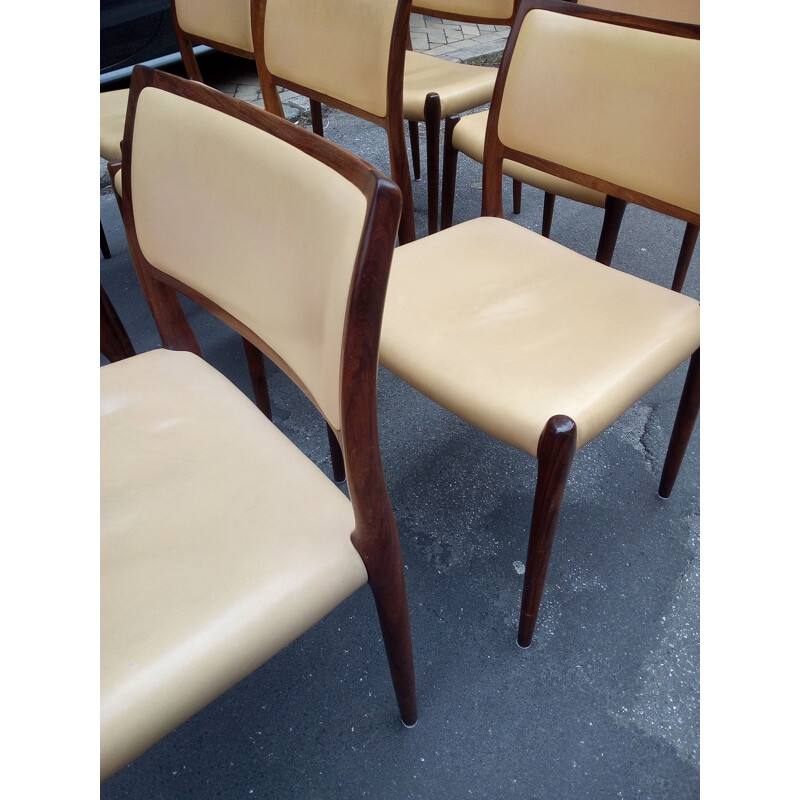 Set of 8 chairs model 80 in rosewood by Niels Otto Moller