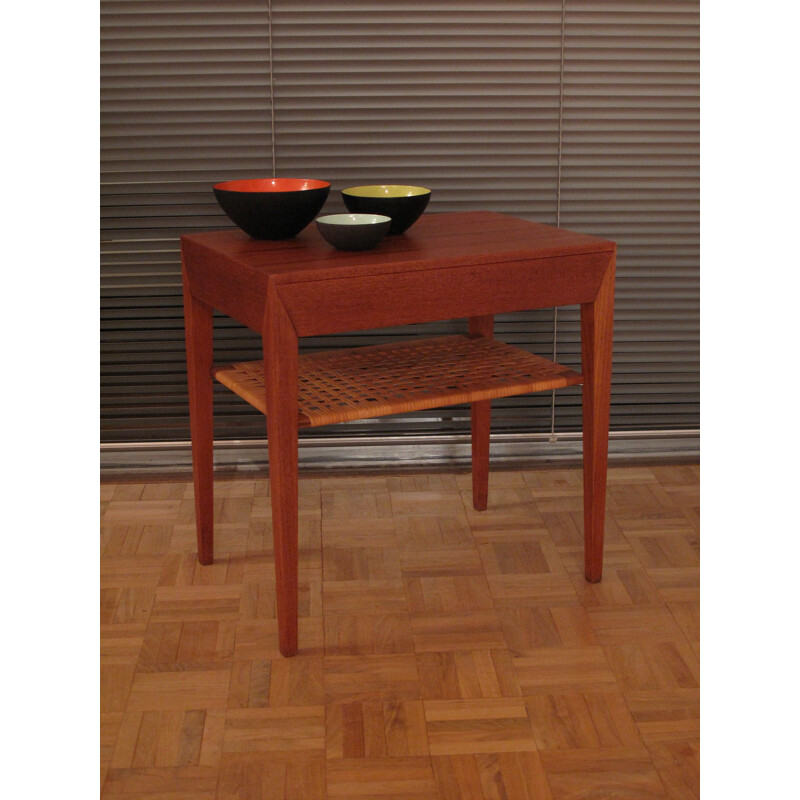 Nightstand Teak and Rattan Bedside Table Severin Hansen Jr