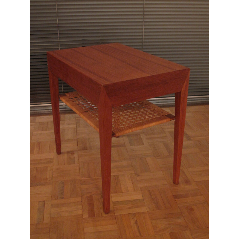 Nightstand Teak and Rattan Bedside Table Severin Hansen Jr