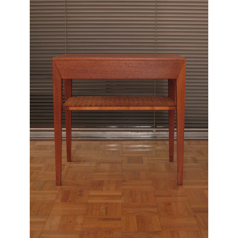 Nightstand Teak and Rattan Bedside Table Severin Hansen Jr