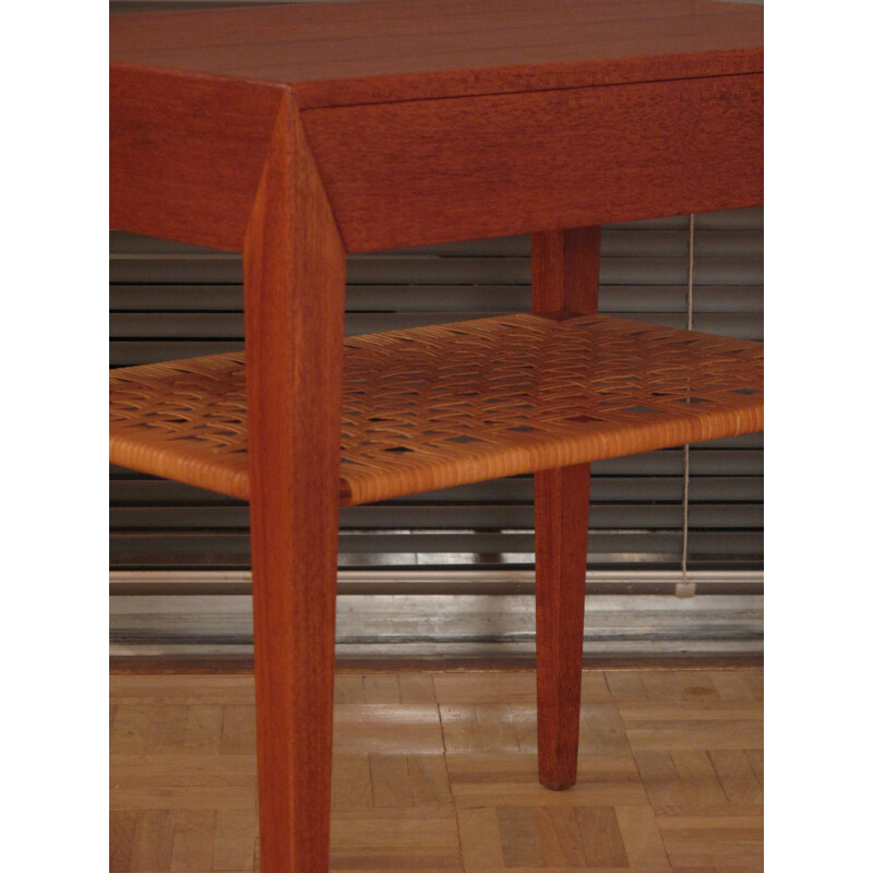 Nightstand Teak and Rattan Bedside Table Severin Hansen Jr