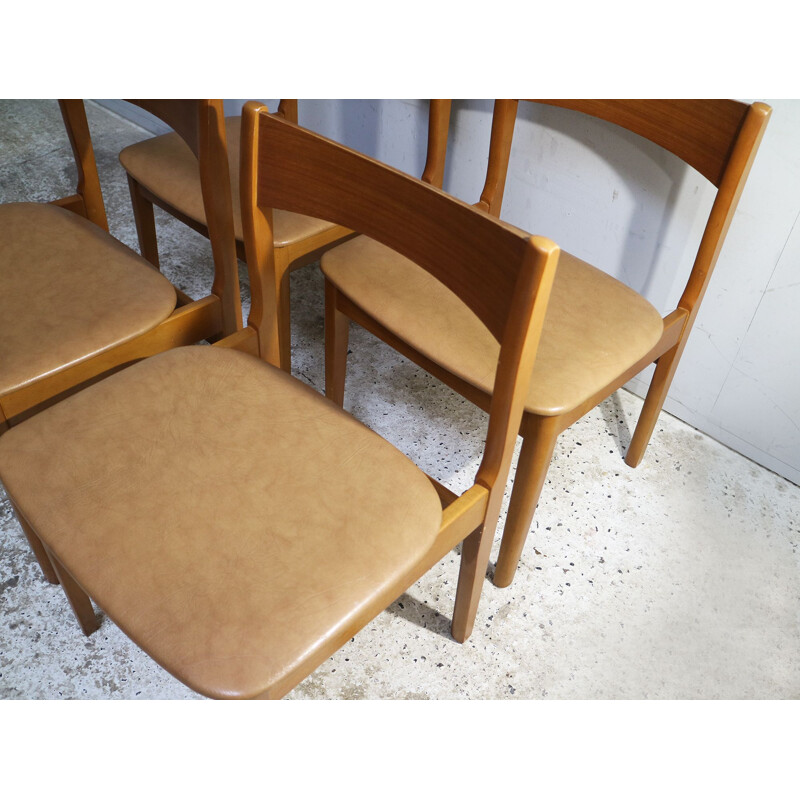 Set of 6  English mid century leatherette dining chairs 1970's