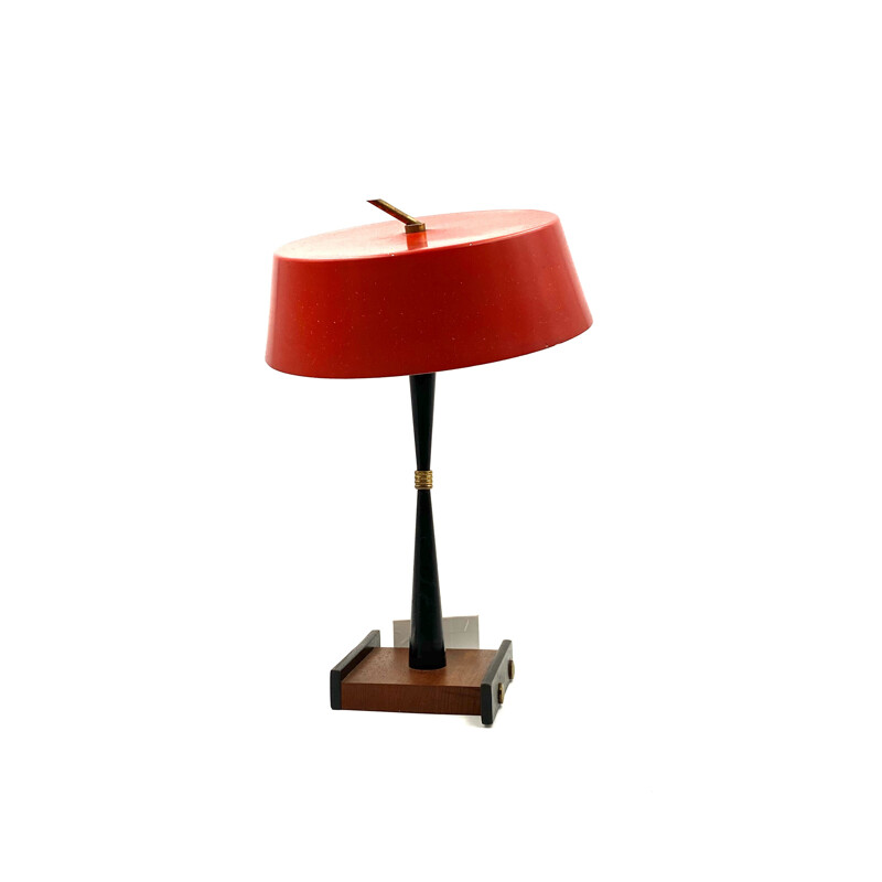 Table Lamp Bright red Stilux, Milan Mid-century 1950