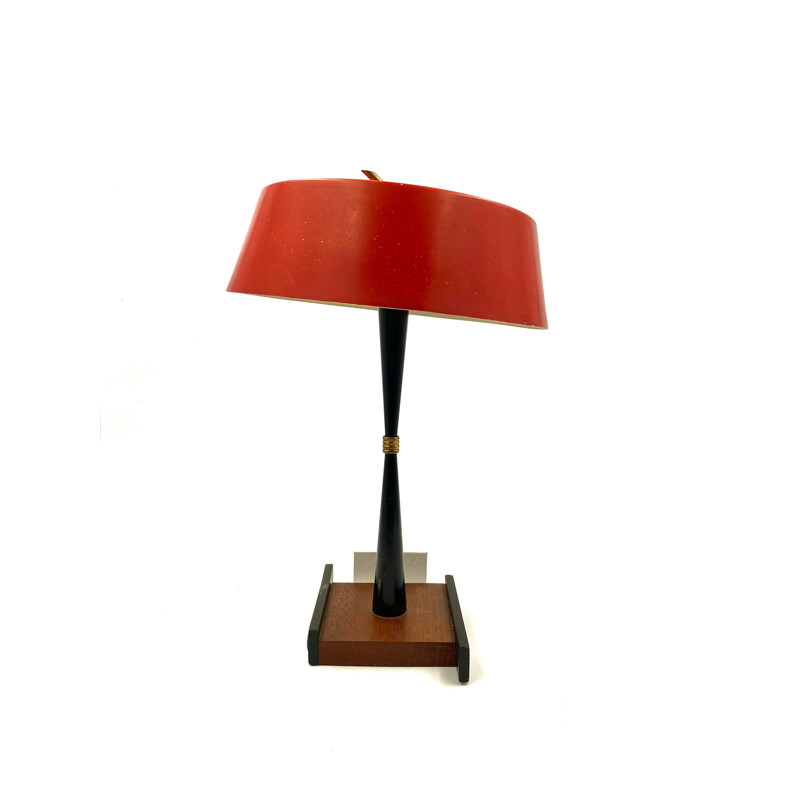 Table Lamp Bright red Stilux, Milan Mid-century 1950