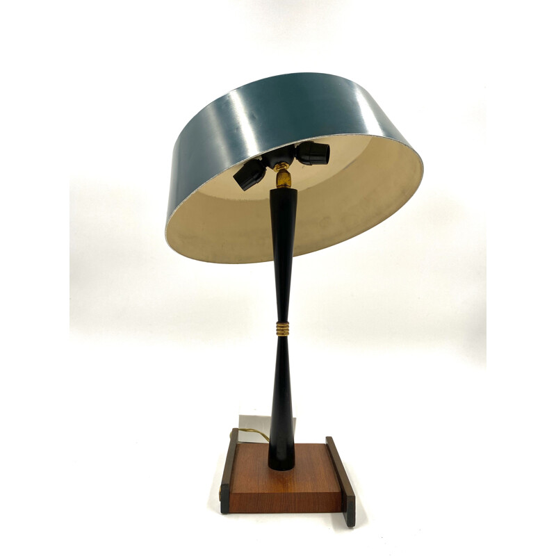 Lampe de table vintage vert pétrole Stilux, Milan 1950