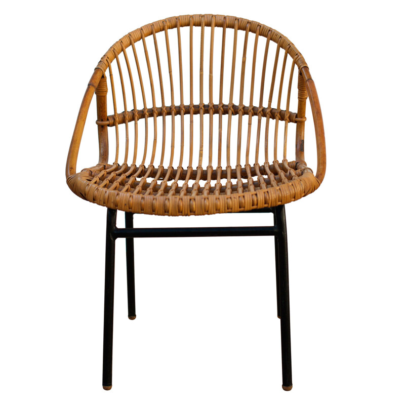 Vintage rattan nesting chair by Alan Fuchs Prague