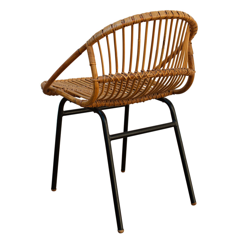 Vintage rattan nesting chair by Alan Fuchs Prague