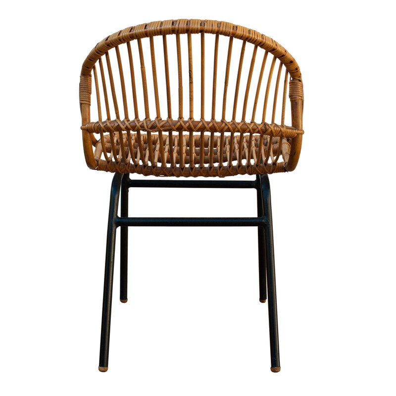 Vintage rattan nesting chair by Alan Fuchs Prague