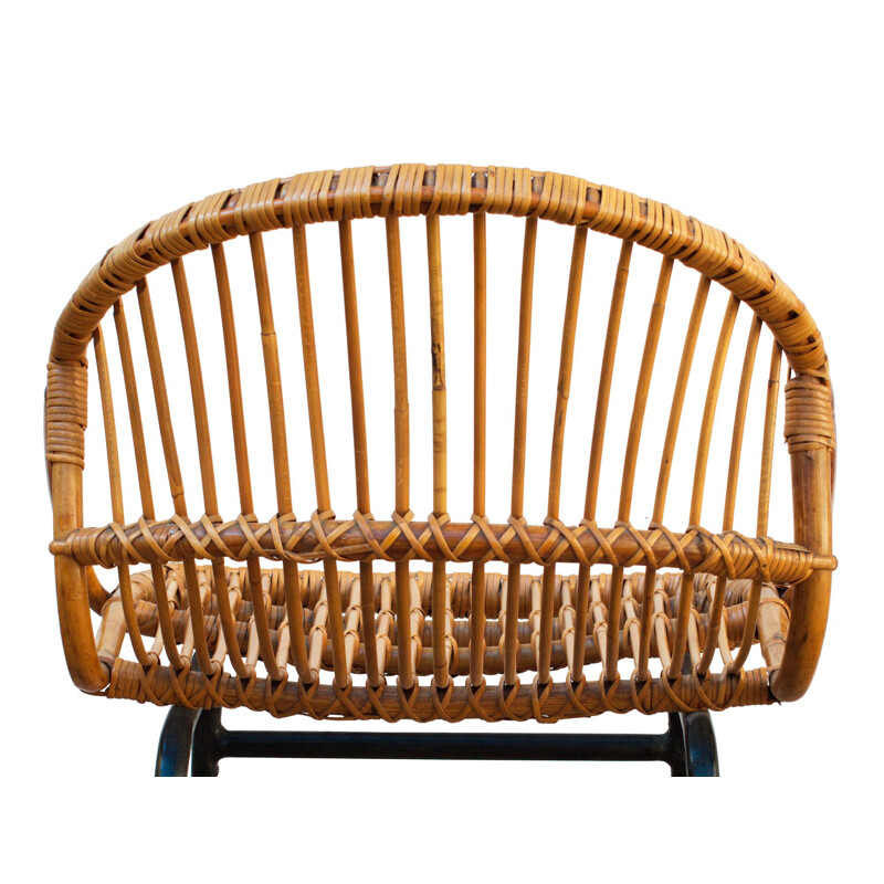 Vintage rattan nesting chair by Alan Fuchs Prague