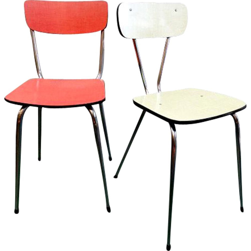 Pair of Vintage chairs in Formica Multicolor