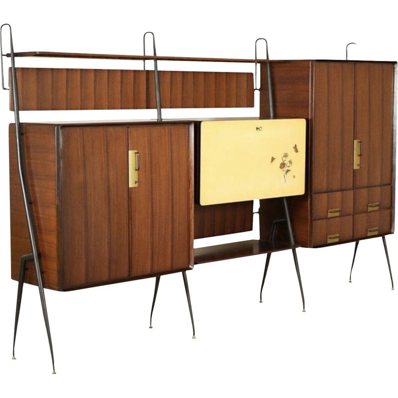 Silvio Cavatorta Mid-Century Modern Teak Sideboard Bookcase, circa 1960