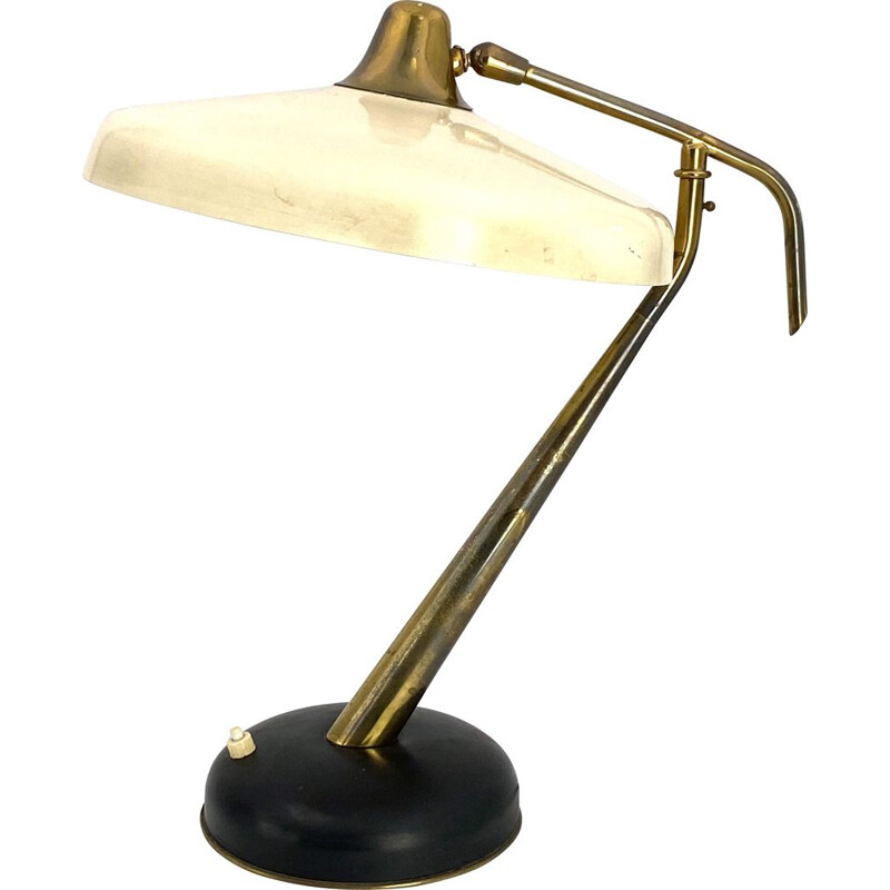 Lampada da tavolo vintage Mod. 331 lampada da tavolo direzionale in ottone, Prod. Lumi, Oscar Torlasco 1950