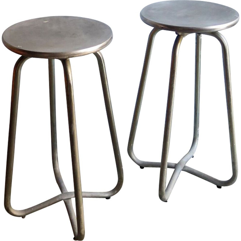 Pair of vintage high metal stools