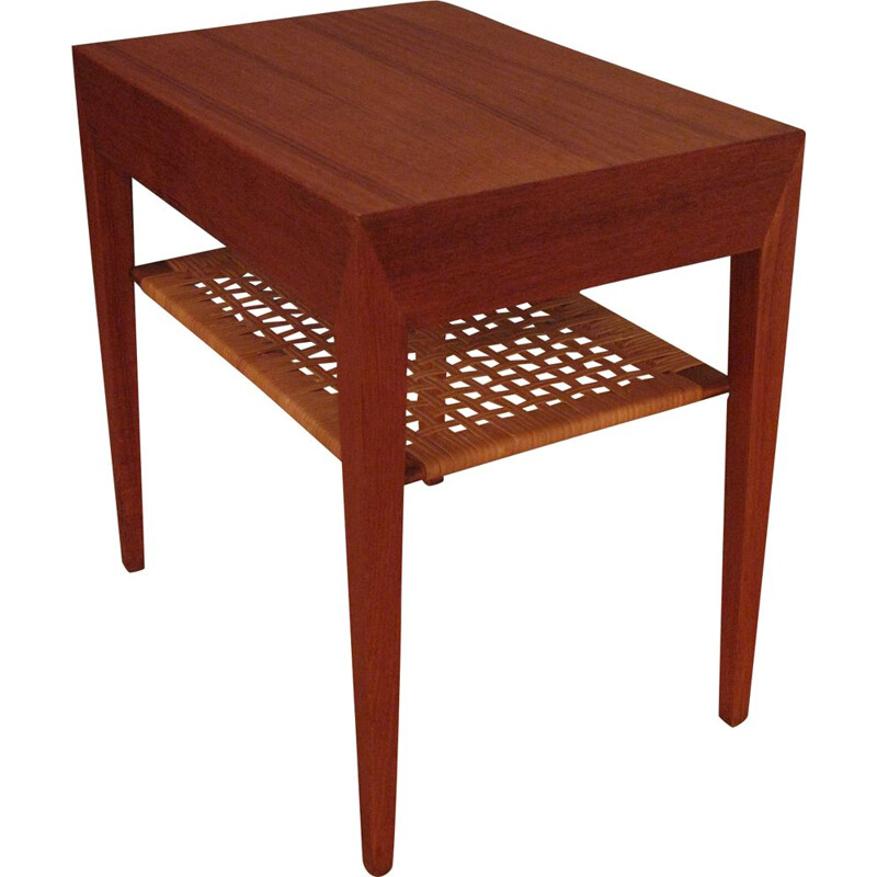 Nightstand Teak and Rattan Bedside Table Severin Hansen Jr