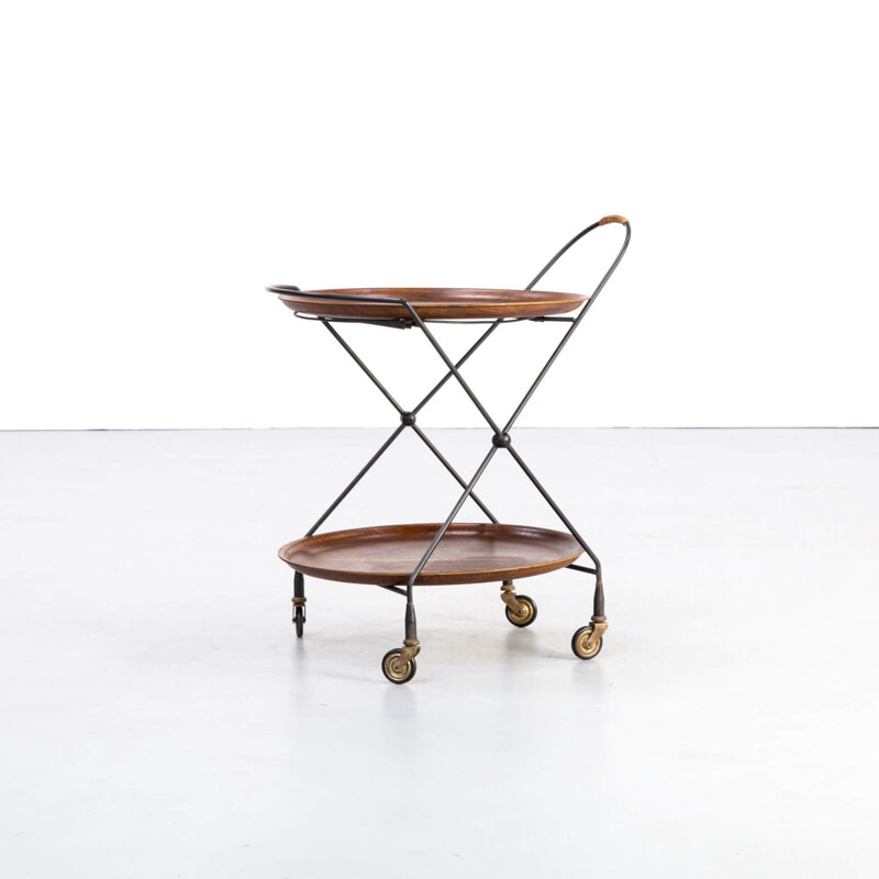 Metal foldable serving trolley  tray table by Ary Fanérprodukter Nybro 1950