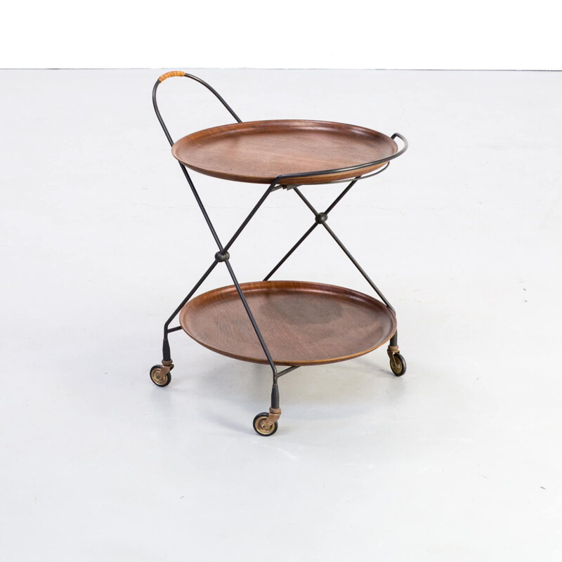 Metal foldable serving trolley  tray table by Ary Fanérprodukter Nybro 1950