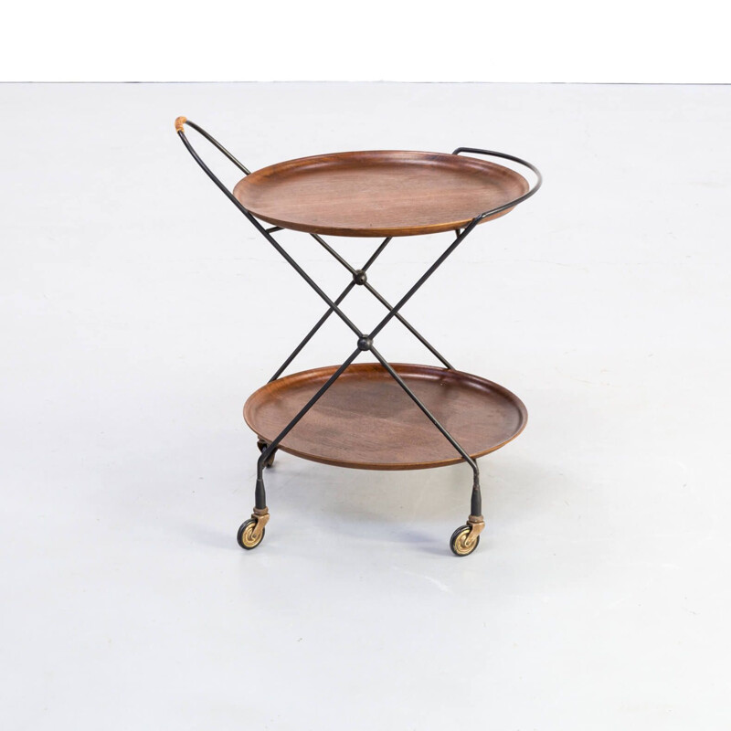 Metal foldable serving trolley  tray table by Ary Fanérprodukter Nybro 1950