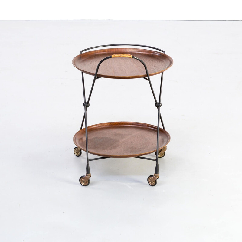 Metal foldable serving trolley  tray table by Ary Fanérprodukter Nybro 1950