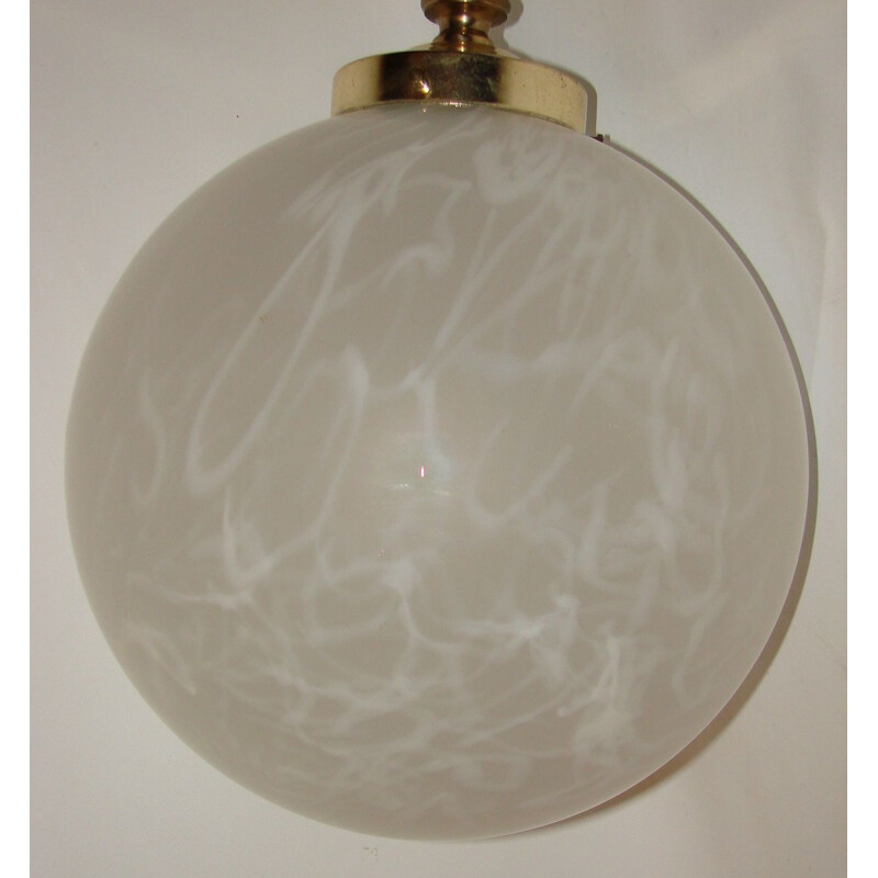 Vintage brass and glass pendant lamp, 1960