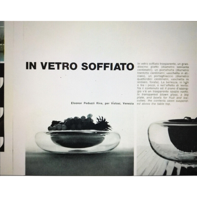 Centre de table vintage en verre soufflé Fruit Bowl d'Eleonore Peduzzi Riva pour Vistosi, 1970