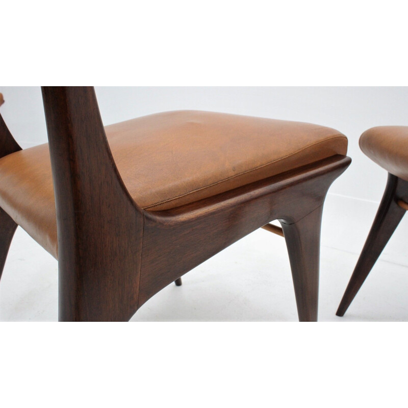 Set of 6 Italian Mahogany Dining Chairs by Carlo de Carli, 1950s