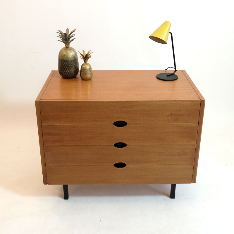 Vintage veneer chest of drawers by Joseph André Motte, 1960
