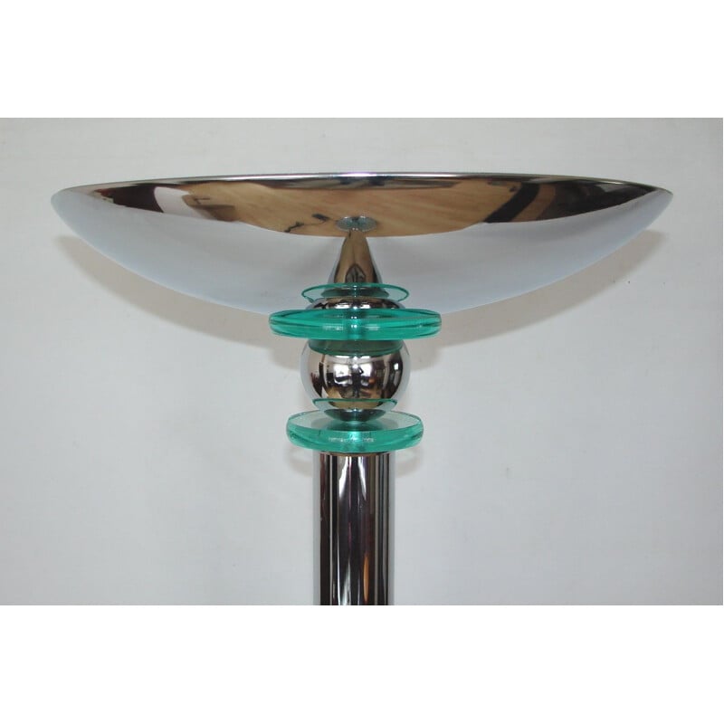 Vintage floor lamp in chromed steel and plastic, 1980