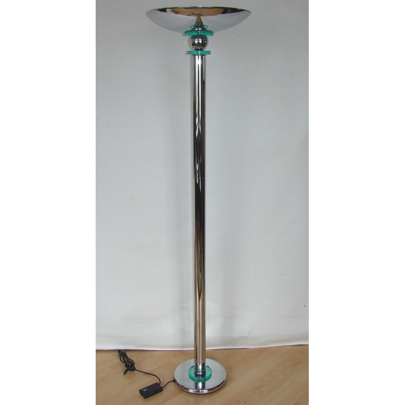 Vintage floor lamp in chromed steel and plastic, 1980