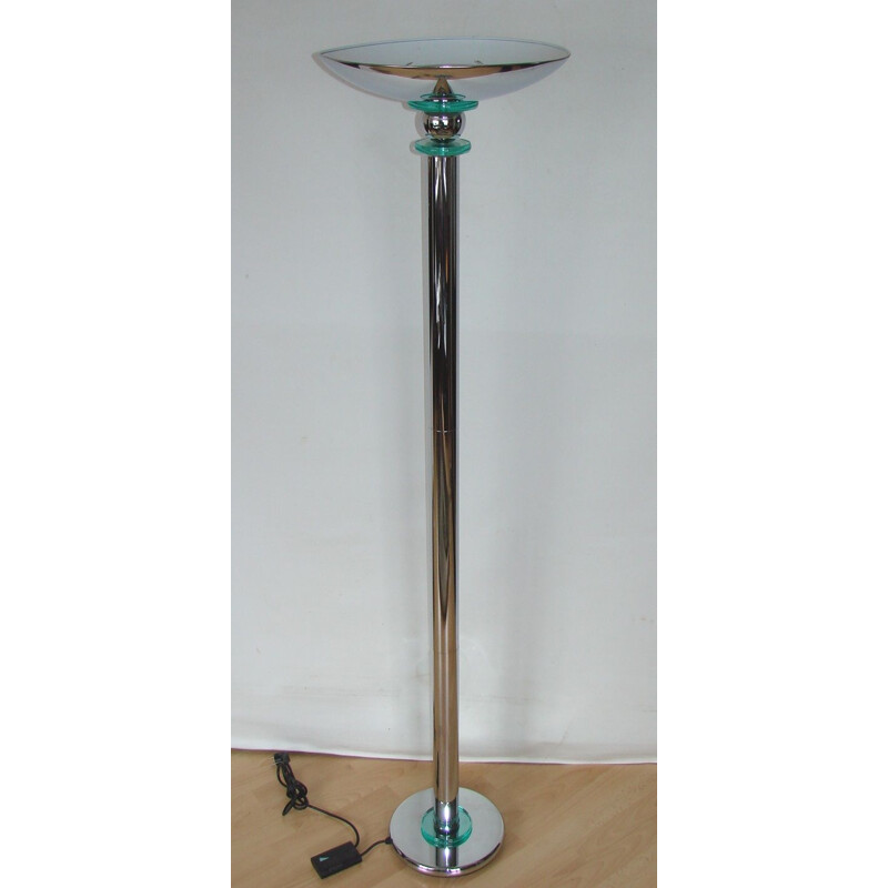 Vintage floor lamp in chromed steel and plastic, 1980